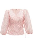 Matchesfashion.com Shrimps - Cordelia Cat-print Organza Wrap Top - Womens - White