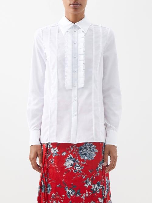 Erdem - Thalia Ruffled Cotton-poplin Shirt - Womens - White