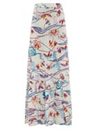 Matchesfashion.com Le Sirenuse, Positano - Sevallina Magic Flower-print Tiered Cotton Skirt - Womens - Cream Print