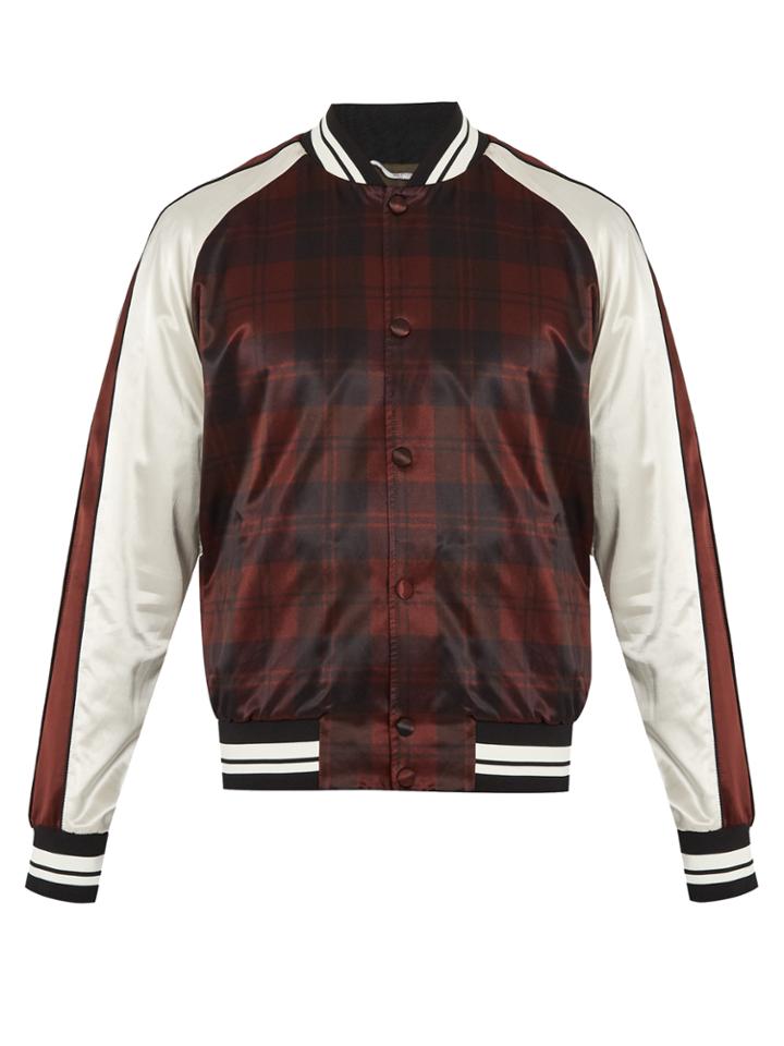 Valentino Checked Satin Bomber Jacket
