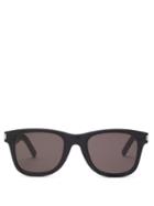Matchesfashion.com Saint Laurent - Woodgrain Effect Square Frame Acetate Sunglasses - Mens - Black