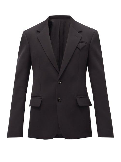Mens Rtw Bottega Veneta - Single-breasted Wool Grain-de-poudre Jacket - Mens - Black