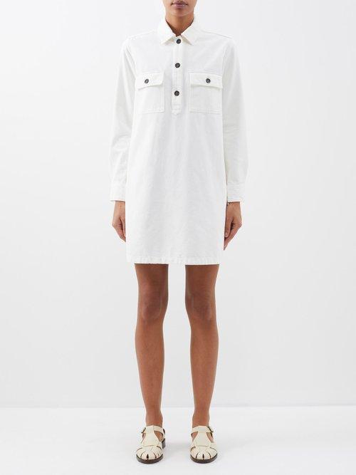 A.p.c. - Mia Cotton-twill Shift Dress - Womens - Off White
