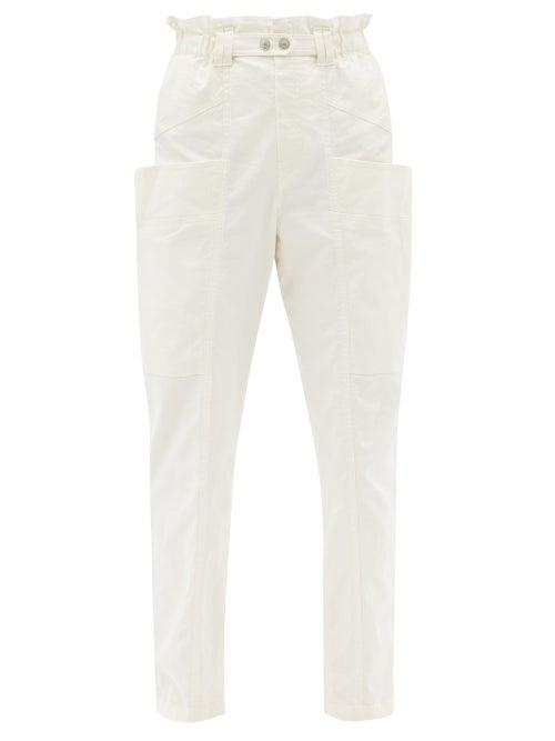 Matchesfashion.com Isabel Marant - Enucie Paperbag-waist Linen-blend Tapered Trousers - Womens - Ivory