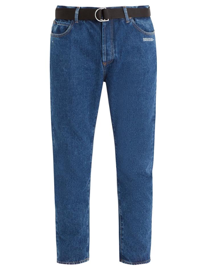 Off-white Logo-print Mid-rise Cropped Jeans
