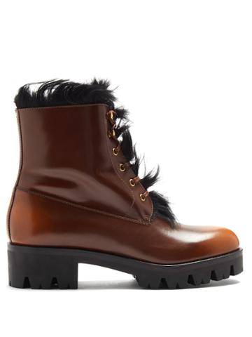 Prada Shearling-lined Leather Ankle Boots