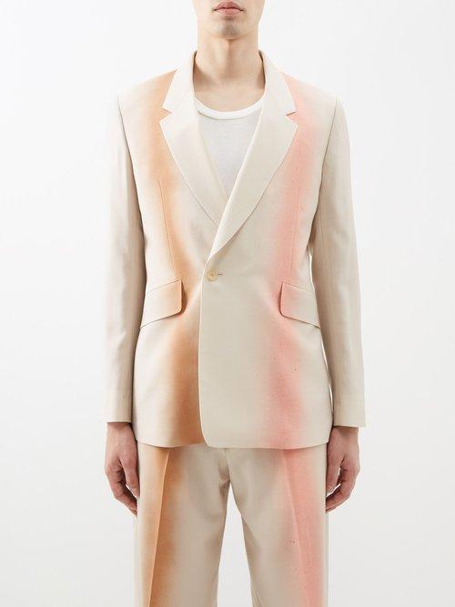 Paul Smith - Single-breasted Graffiti-print Wool Suit Jacket - Mens - Beige Multi