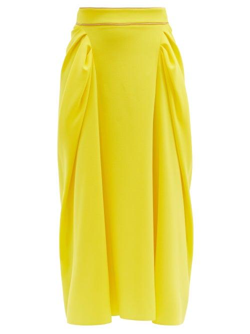 Matchesfashion.com Roksanda - Sazan Gathered-panel Crepe Midi Skirt - Womens - Yellow