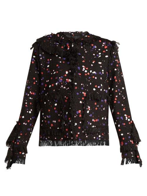 Matchesfashion.com Msgm - Splatter Print Cotton Blend Jacket - Womens - Black