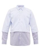 Matchesfashion.com Comme Des Garons Shirt - Layered Pinstriped Cotton Shirt - Mens - Blue Multi