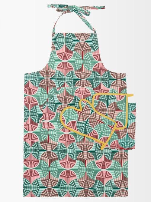 La Doublej - Slinky Verde-print Apron, Mitt And Cloth Set - Womens - Green Multi