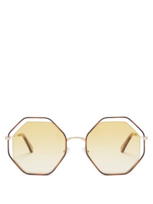 Matchesfashion.com Chlo - Poppy Octagonal Framed Sunglasses - Womens - Dark Yellow