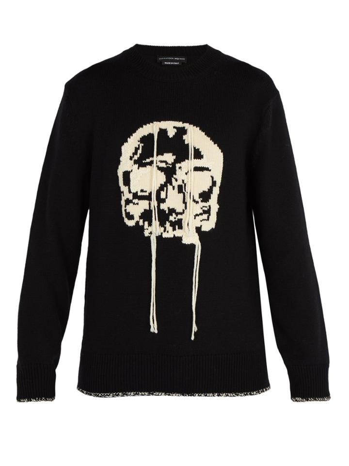 Alexander Mcqueen Chunky Intarsia-skull Wool Sweater