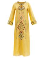 Muzungu Sisters - India Embroidered-silk Kaftan Dress - Womens - Yellow Multi