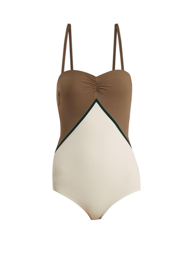 Zeus + Dione Halki Strapless Colour-block Swimsuit
