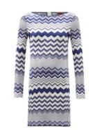 Matchesfashion.com Missoni - Chevron-stripe Knitted Mini Shift Dress - Womens - Blue White