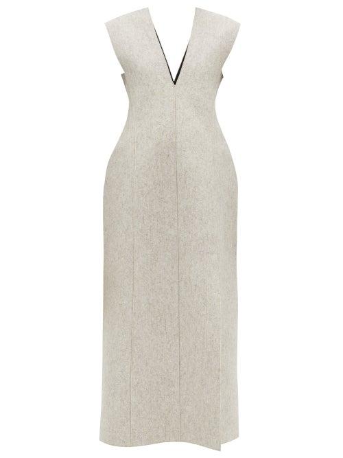 Matchesfashion.com Jil Sander - Side Slit Wool Blend Felt Dress - Womens - Light Grey