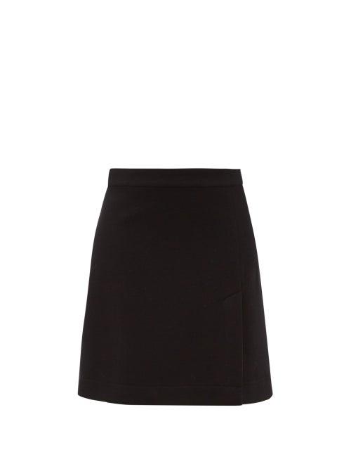 Matchesfashion.com Raey - A Line Split Hem Wool Blend Mini Skirt - Womens - Navy