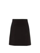 Matchesfashion.com Raey - A Line Split Hem Wool Blend Mini Skirt - Womens - Navy