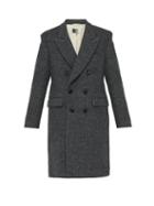 Matchesfashion.com Isabel Marant - Isaac Wool And Cotton Blend Herringbone Coat - Mens - Grey