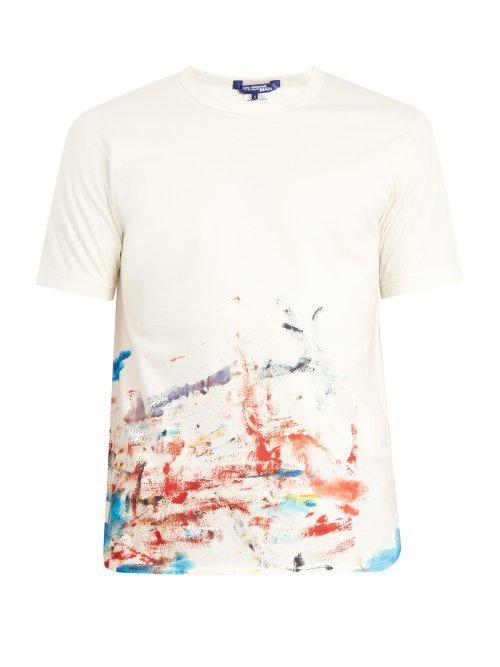 Matchesfashion.com Junya Watanabe - X Comme Des Garons Paint Splashed Cotton T Shirt - Mens - White