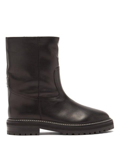 Jimmy Choo - Yari Logo-plaque Shearling-lined Leather Boots - Womens - Black
