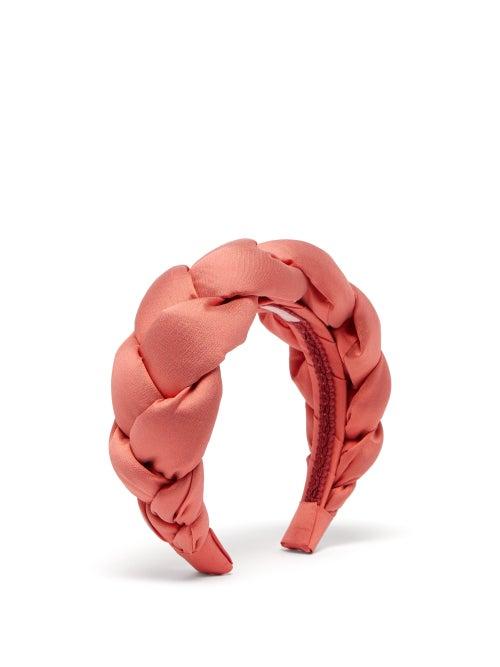 Matchesfashion.com Marta Ferri - Braided Silk-satin Headband - Womens - Pink