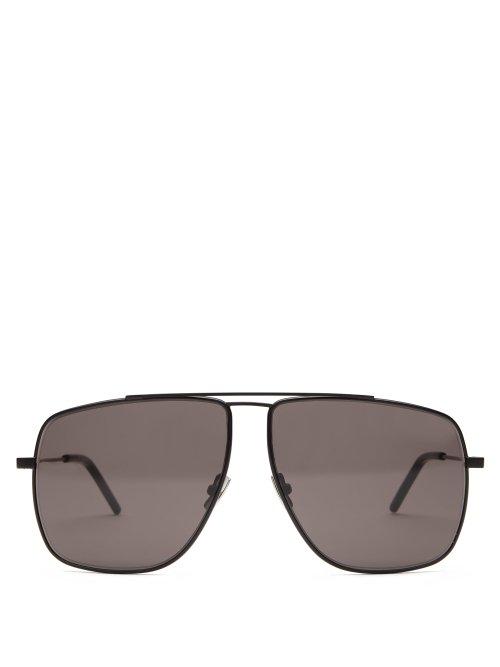 Matchesfashion.com Saint Laurent - Aviator Frame Metal Sunglasses - Womens - Black