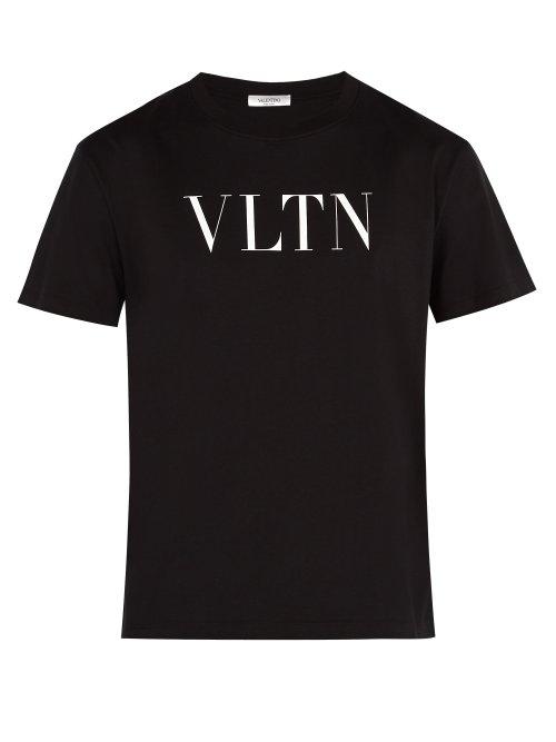 Matchesfashion.com Valentino - Logo Print Cotton T Shirt - Mens - Black