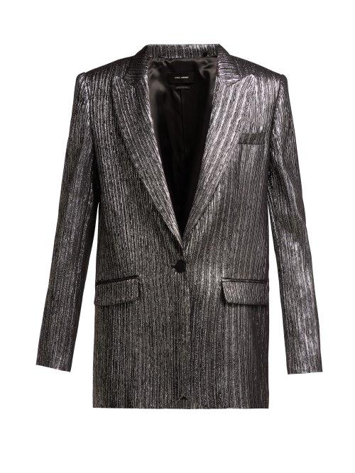Matchesfashion.com Isabel Marant - Datja Metallic Single Breasted Blazer - Womens - Black Silver