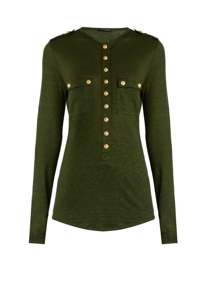 Balmain Long-sleeved Linen-blend Top