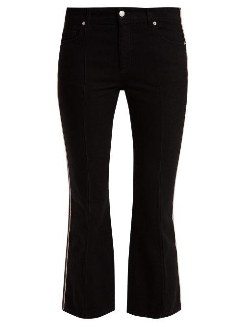 Matchesfashion.com Alexander Mcqueen - Kickback Mid Rise Side Stripe Jeans - Womens - Black