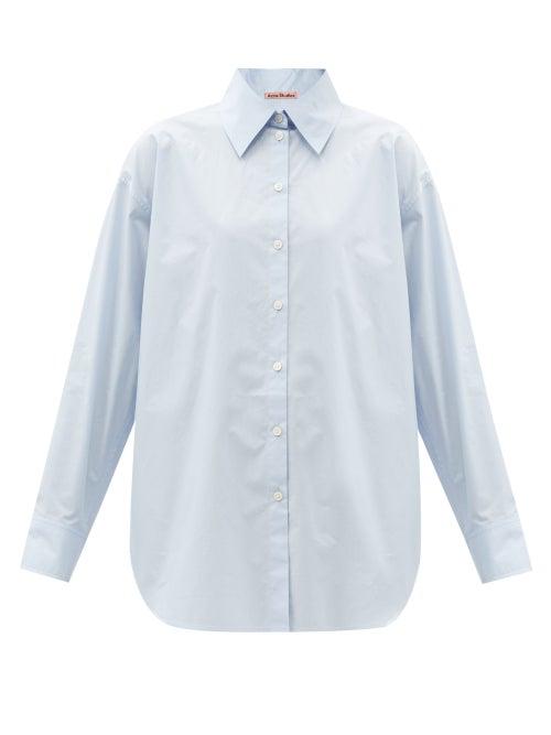 Matchesfashion.com Acne Studios - Point-collar Cotton-poplin Shirt - Womens - Light Blue