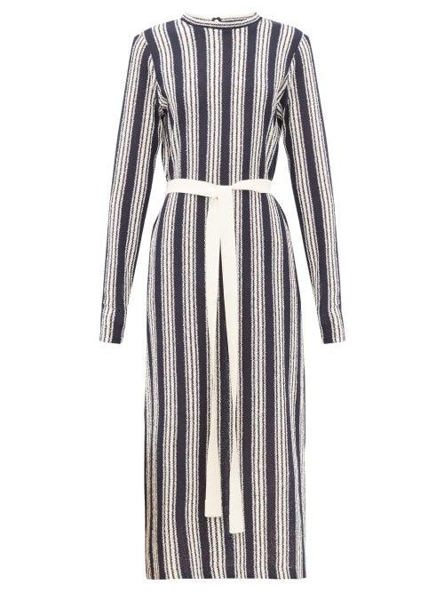 Matchesfashion.com Three Graces London - Verena Striped Cotton-blend Knitted Dress - Womens - Navy Stripe