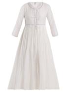 Matchesfashion.com Thierry Colson - Sahar Pleated Silk And Cotton Blend Dress - Womens - White