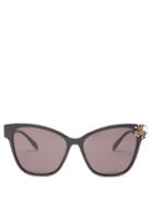 Matchesfashion.com Alexander Mcqueen - Rounded Acetate Sunglasses - Womens - Black Grey