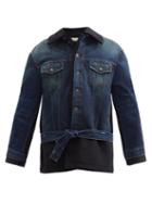 Balenciaga - Layered Raw-edge Denim Coat - Womens - Dark Denim