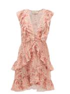 Matchesfashion.com Adriana Degreas - Aloe Print Ruffled Crepe Dress - Womens - Pink Print