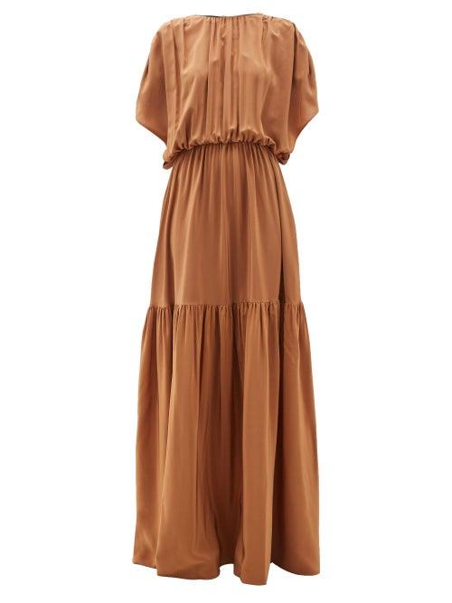 Matchesfashion.com Rochas - Draped Silk Crepe-de-chine Gown - Womens - Brown