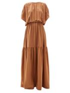 Matchesfashion.com Rochas - Draped Silk Crepe-de-chine Gown - Womens - Brown