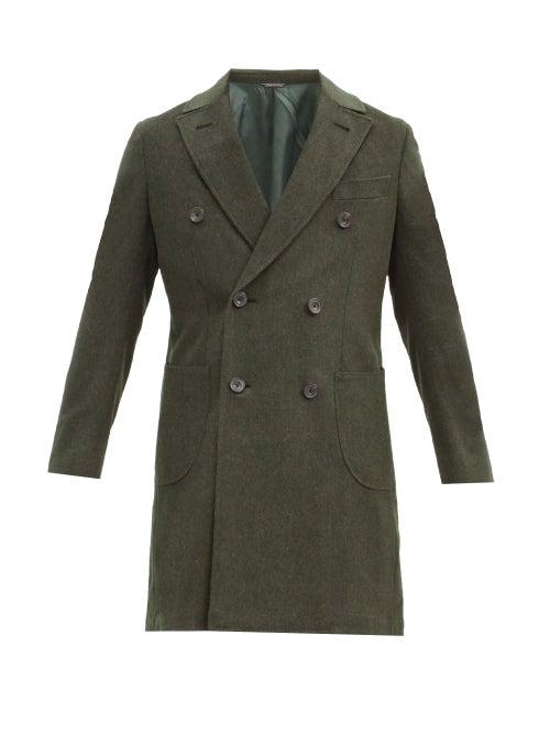 Matchesfashion.com Thom Sweeney - Double-breasted Wool Overcoat - Mens - Dark Green