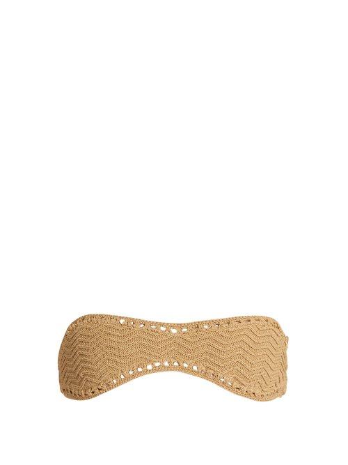 Matchesfashion.com She Made Me - Laharia Crochet Bandeau Bikini Top - Womens - Beige
