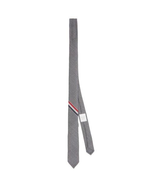 Matchesfashion.com Thom Browne - Jacquard Striped Wool Blend Tie - Mens - Grey
