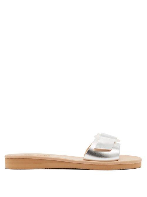 Matchesfashion.com Ancient Greek Sandals - Aglaia Leather Slides - Womens - Silver
