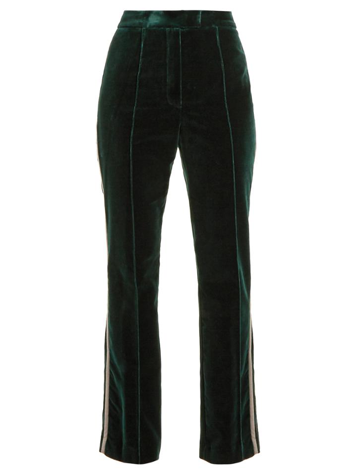 Mary Katrantzou Deosh High-rise Straight-leg Velvet Trousers