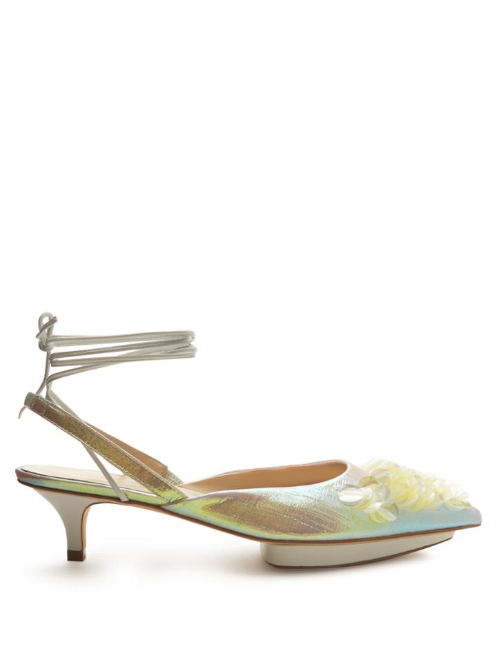 Delpozo Point-toe Sequin-embellished Slingback Pumps