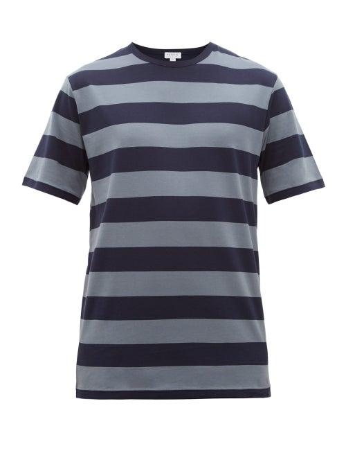 Matchesfashion.com Sunspel - Striped Cotton Jersey T Shirt - Mens - Navy Multi