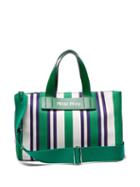 Matchesfashion.com Miu Miu - Striped Canvas Beach Bag - Womens - Green Multi