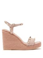 Matchesfashion.com Valentino - Torchon Rockstud Leather Wedge Sandals - Womens - Nude