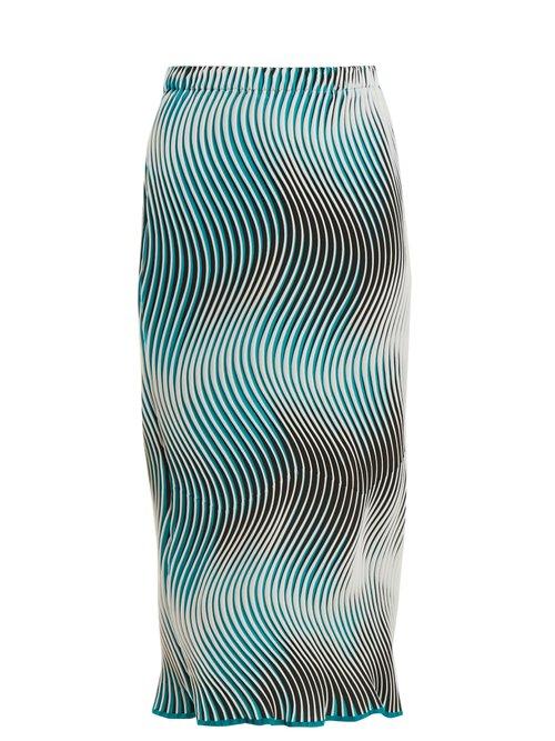 Matchesfashion.com Issey Miyake - Flow Cosmic Wave Pleated Skirt - Womens - Green Multi